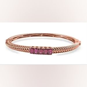 Orissa Rhodolite Garnet Bangle Bracelet in 18K RG Plated Over Brass